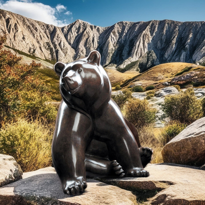 Life Size Metal Animal Bronze Casting Bear Statue Outdoor Sculpture