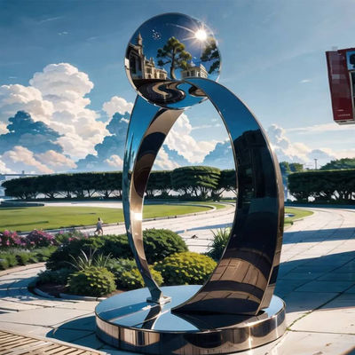 Bom preço. Grande jardim ao ar livre Arte abstrata Espelho de metal polido Escultura de aço inoxidável Hotéis Artesanato de metal ao ar livre on-line