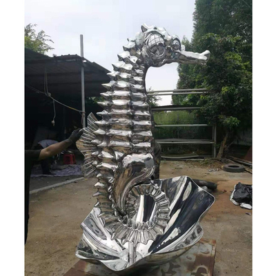 200cm Outdoor Stainless Steel Sea Horse Sculpture PVD Coating