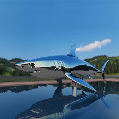 Outdoor Swimming Pool Decoration Stainless Steel Shark Sculpture