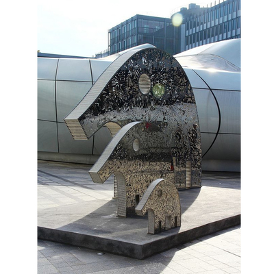 Metal Flower Elephant Statue –Stainless Steel Abstract Animal Art for Indoor/Outdoor Spaces
