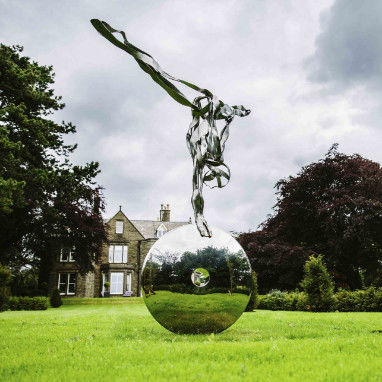 Bom preço. Hotel Lobby Casa Decoração Fábrica de Fonte Personalizada Estátua Figurativa de Aço Inoxidável on-line