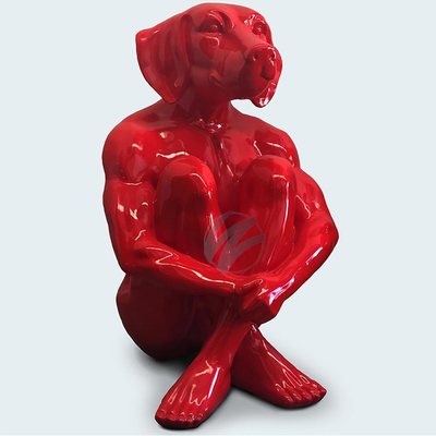 Contemporary Diamond Dog Sculpture in Fiberglass - Eye-Catching Art Piece for Hotel, Office, Garden Decor