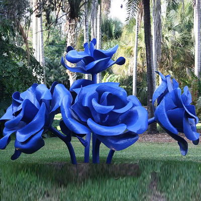 Bom preço. Grande jardim moderno decorativo Arte Pública Pintura de aço inoxidável Flor de rosa escultura on-line