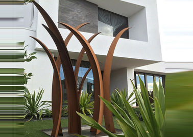 Residential Garden Landscape Corten Steel Sculpture Reed Design Corrosion Stability