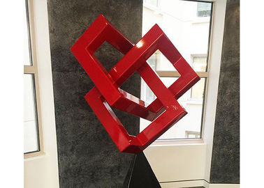 Bom preço. Escultura geométrica pintada vermelho da arte moderna da escultura do metal para a decoração on-line