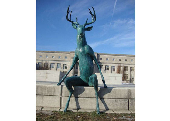 Bom preço. Grande escultura dos cervos do bronze da estátua do bronze da pátina do verde da carcaça para a decoração da rua on-line