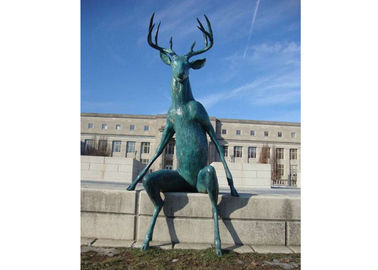 Large Casting Green Patina Bronze Statue Bronze Deer Sculpture For Street Decor