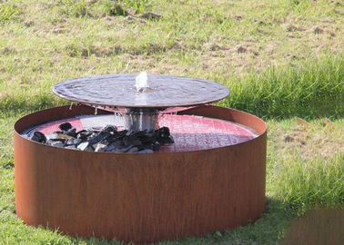 Round Waterfall Cascade Corten Steel Water Feature Fountain For Garden