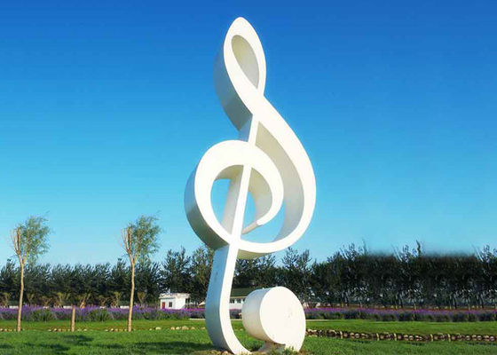 Bom preço. Escultura de aço inoxidável para fora pintada branco da nota da música da escultura da porta on-line