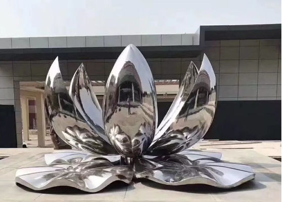 Bom preço. Grande escultura exterior de aço inoxidável lustrada da flor de Lotus do metal on-line