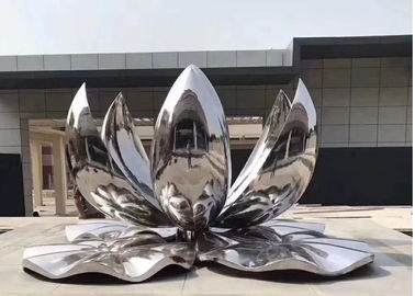 Large Polished Stainless Steel Outdoor Metal Lotus Flower Sculpture