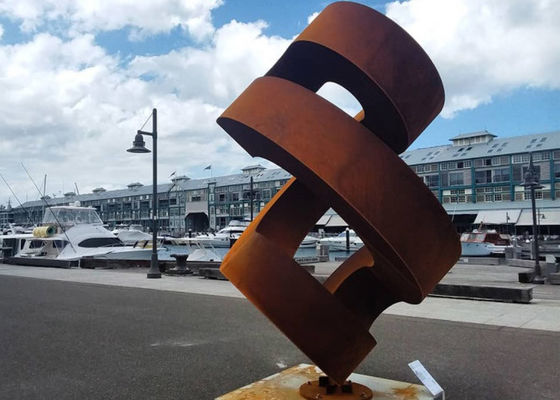 Large Rusty Abstract Corten Steel Sculpture For Garden
