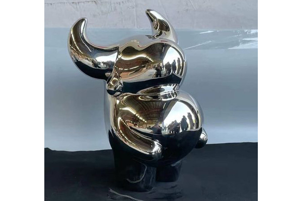 Bom preço. Escultura de aço inoxidável lustrada do boi 316 para a decoração da casa on-line
