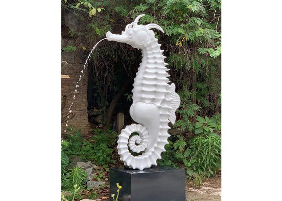 Bom preço. A escultura exterior da fibra de vidro da fonte contemporânea do jardim do cavalo marinho personalizou on-line