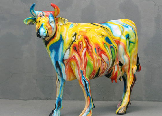Bom preço. PNF exterior Art Fiberglass Cow Statue da escultura da fibra de vidro do animal moderno do metal on-line