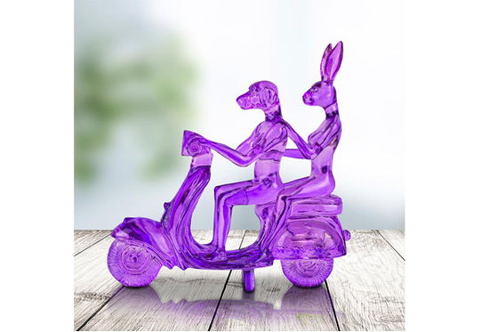 Bom preço. Escultura exterior da fibra de vidro de Art Transparent Resin Rabbit Dog do jardim contemporâneo on-line