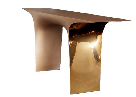 Bom preço. Escultura de aço inoxidável moderna da mesa de centro do ouro da decoração da casa on-line