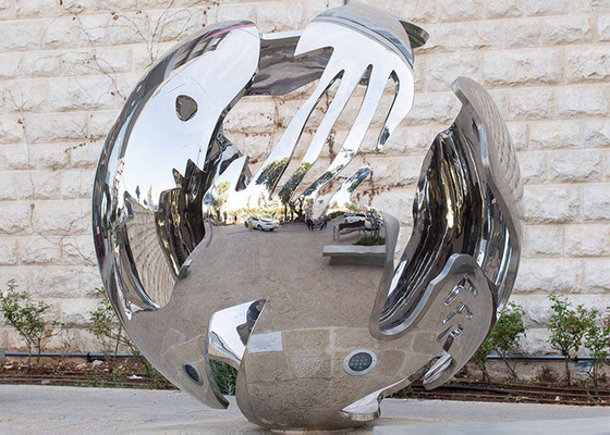 Bom preço. A esfera exterior moderna dá forma à elevação de aço inoxidável da escultura lustrada on-line