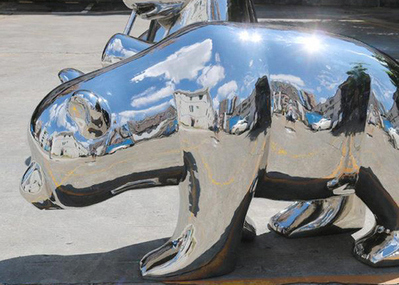 Bom preço. Altura de aço inoxidável da escultura 55cm do urso do espelho contemporâneo on-line