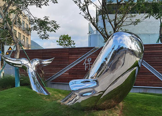 Bom preço. Escultura de Baleia em Aço Inoxidável Espelho Polido Arte Moderna Paisagem Jardim on-line