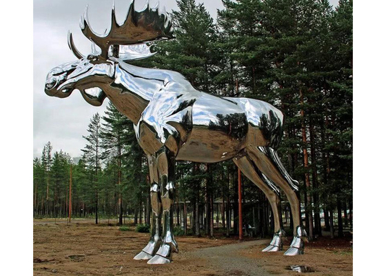 Espelho para decoração de praça ou jardim Cavalo grande escultura em aço inoxidável 150 cm
