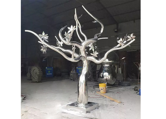 Bom preço. Escultura de aço inoxidável da árvore do espelho exterior do metal do sumário do projeto on-line