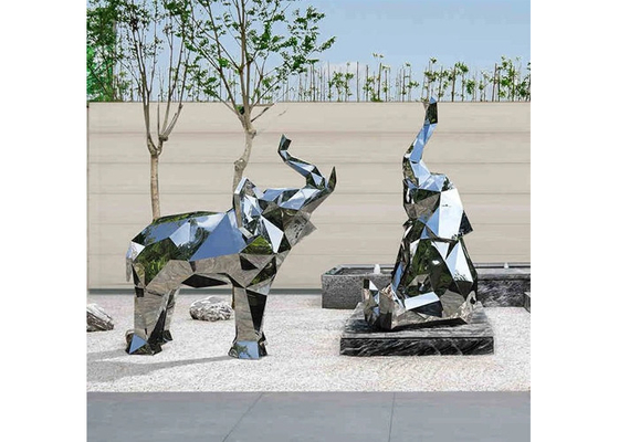 Escultura de aço inoxidável do espelho do elefante para a decoração contemporânea do jardim