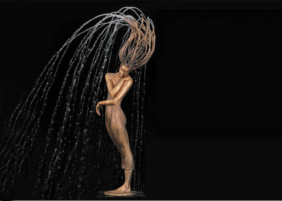 Bom preço. Altura de bronze da fonte de água 250cm da mulher da decoração exterior do jardim on-line