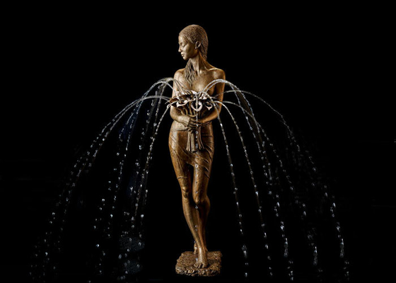 Bom preço. Decoração exterior Ballerina de bronze com escultura de água de flores Fonte on-line