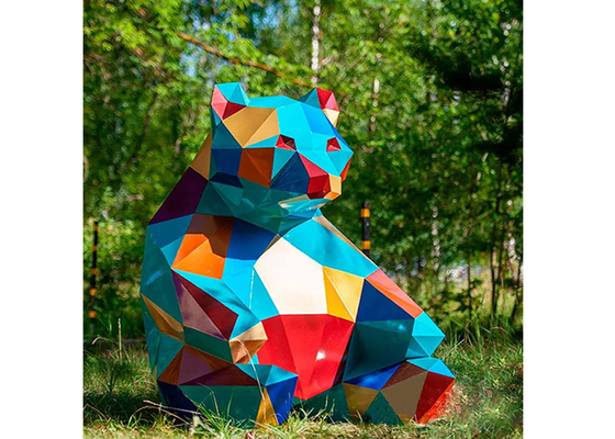 Decoração de jardim contemporânea Escultura de urso de aço inoxidável