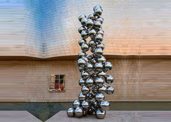 Bom preço. Decoração de jardim grande Escultura de bolas de aço inoxidável polido on-line