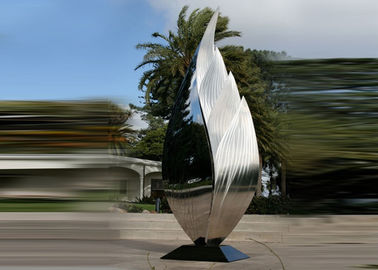 Decoração de arte de parque Escultura de folhas de metal polida Estabilidade à corrosão de aço inoxidável