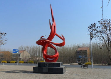 Bom preço. Vermelho contemporâneo forma de aço inoxidável pintada da chama da dança da escultura do metal on-line