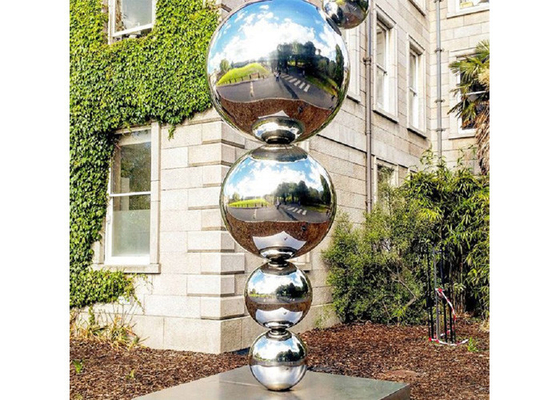 Espelho personalizado polido arte moderna escultura de esfera de aço inoxidável para o exterior