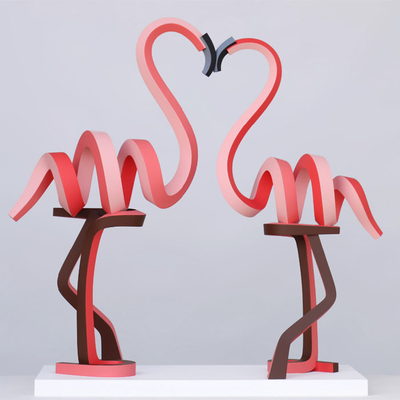 Bom preço. Pássaro de fibra de vidro rosa alto amor dos flamingos fabricante de escultura on-line