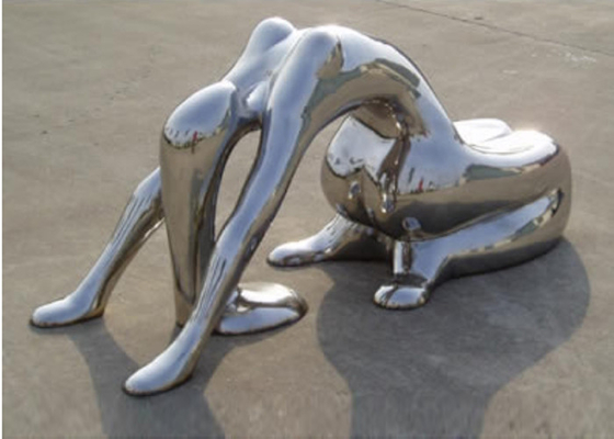 Bom preço. Arte de Metal Moderno Escultura de Dama Yoga de Aço Inoxidável Polida on-line