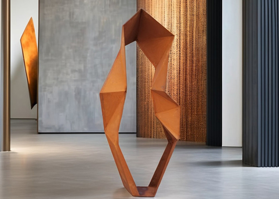 Arte Contemporânea Abstracta Geométrica de Metal Escultura Técnica de Soldadura de Aço Corten Moderna