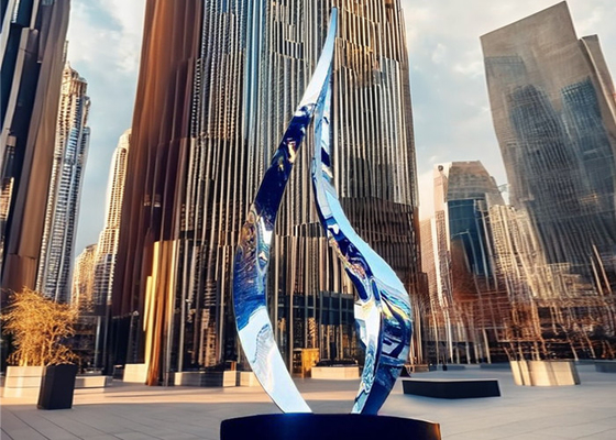 Arte Abstracta Personalizada Esculptura de Metal ao Ar Livre Espelho de Aço Inoxidável Artesanato de Metal Polido