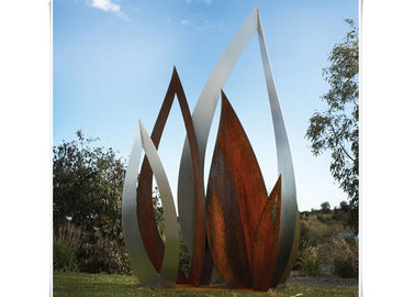 Bom preço. Escultura de aço botânica da folha de Corten do ornamento do jardim do metal com revestimento oxidado on-line