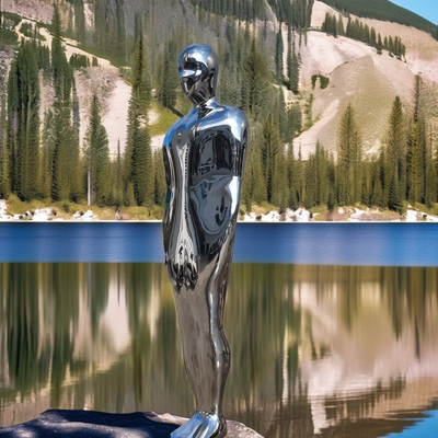 Bom preço. Homem Abstracto Moderno Personalizado Escultura de Aço Inoxidável Tamanho Real Espelho Arte de Metal Polido on-line