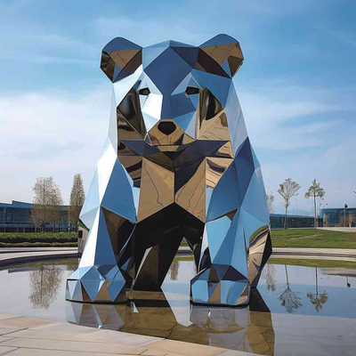 China Decoração de escultura escultura de urso de aço inoxidável polido