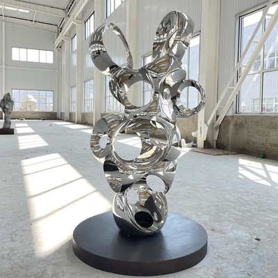 Bom preço. Espelho de círculo decorativo Escultura de arte de metal polido de aço inoxidável on-line