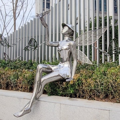 Bom preço. Grande figura de aço inoxidável exterior escultura moderna de fadas de metal on-line