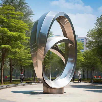 Bom preço. Escultura moderna de flores de aço inoxidável de espelho exterior on-line