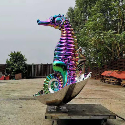 Bom preço. 200cm de aço inoxidável exterior escultura de cavalo de mar revestimento PVD on-line