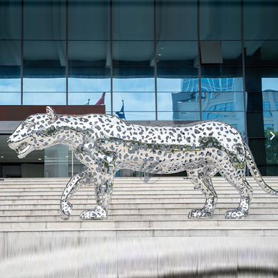 Escultura de leopardo de aço inoxidável