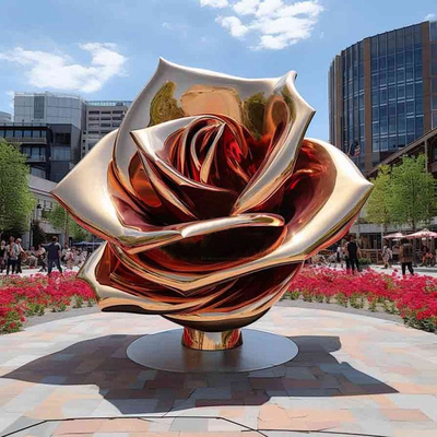 Bom preço. Ideia de presente exclusiva Elegante Esculptura de rosa de aço inoxidável Esculptura de arte de jardim on-line