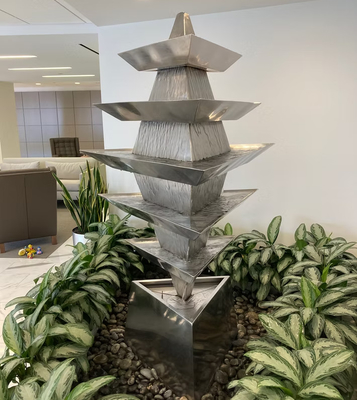 Decoração Pública Fonte de Água para Jardim Exterior Escultura em Aço Inoxidável