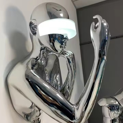 Luminária de Parede Escultura Criativa Moderna para Hall de Hotel, Salão de Exposições, LED, Dama, Ornamentos em Aço Inoxidável